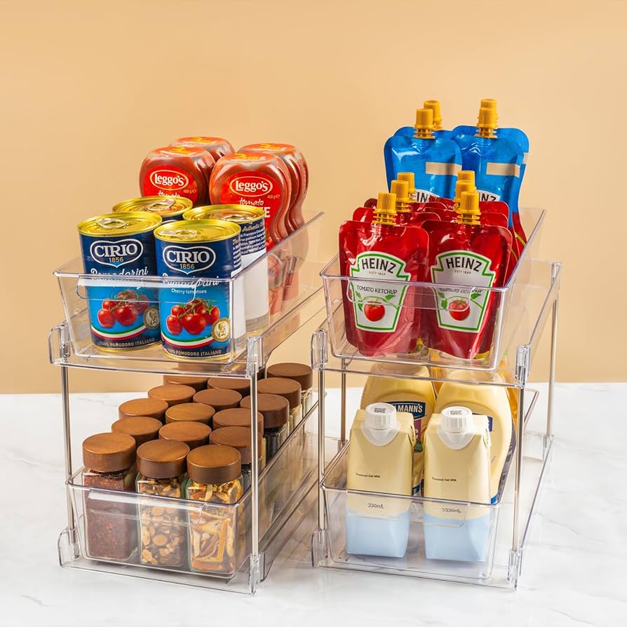 2点SET CONTAINER TABLE TOP 50L 74L Amazon.com: 4Pack 2-Tier Bathroom Storage Organizer, Clear